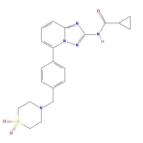 N-[5-[4-[(1,1-dioxo-1,4-thiazinan-4-yl)methyl]phenyl]-[1,2,4]triazolo[1,5-a]pyridin-2-yl]cyclopropanecarboxamide (CAS: 1206101-20-3) - Related Chemical Product