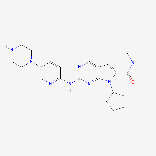 7-cyclopentyl-N,N-dimethyl-2-[(5-piperazin-1-ylpyridin-2-yl)amino]pyrrolo[2,3-d]pyrimidine-6-carboxamide (CAS: 1211441-98-3) - Chemical Structure and Molecular Formula 