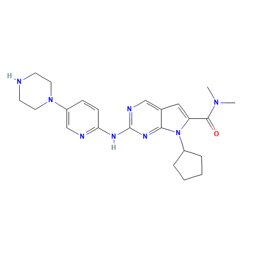 7-cyclopentyl-N,N-dimethyl-2-[(5-piperazin-1-ylpyridin-2-yl)amino]pyrrolo[2,3-d]pyrimidine-6-carboxamide (CAS: 1211441-98-3) - Chemical Structure and Molecular Formula 