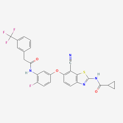 N-[7-cyano-6-[4-fluoro-3-[[2-[3-(trifluoromethyl)phenyl]acetyl]amino]phenoxy]-1,3-benzothiazol-2-yl]cyclopropanecarboxamide (CAS: 1228591-30-7) - Related Chemical Product