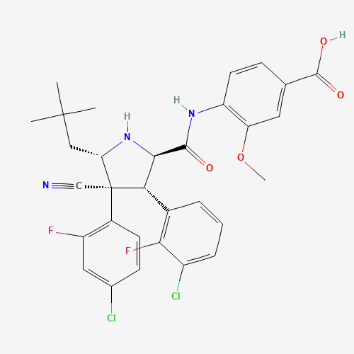 4-[[(2R,3S,4R,5S)-3-(3-chloro-2-fluorophenyl)-4-(4-chloro-2-fluorophenyl)-4-cyano-5-(2,2-dimethylpropyl)pyrrolidine-2-carbonyl]amino]-3-methoxybenzoic acid (CAS: 1229705-06-9) - Related Chemical Product
