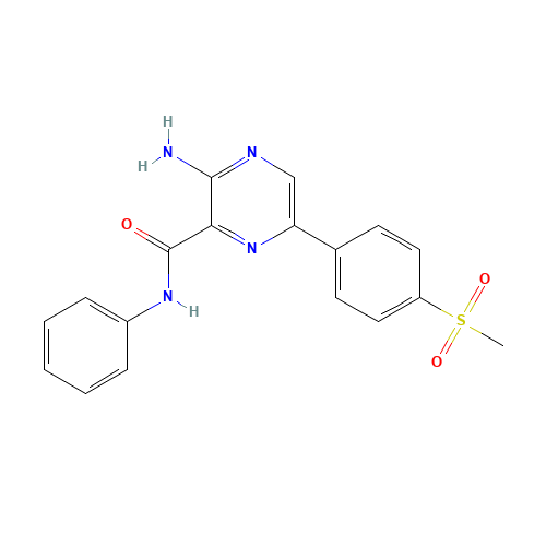 3-amino-6-(4-methylsulfonylphenyl)-N-phenylpyrazine-2-carboxamide (CAS: 1232410-49-9) - Chemical Structure and Molecular Formula 