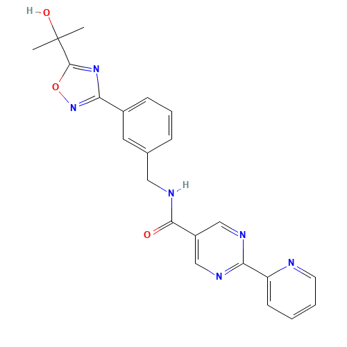 N-[[3-[5-(2-hydroxypropan-2-yl)-1,2,4-oxadiazol-3-yl]phenyl]methyl]-2-pyridin-2-ylpyrimidine-5-carboxamide (CAS: 1234708-04-3) - Related Chemical Product