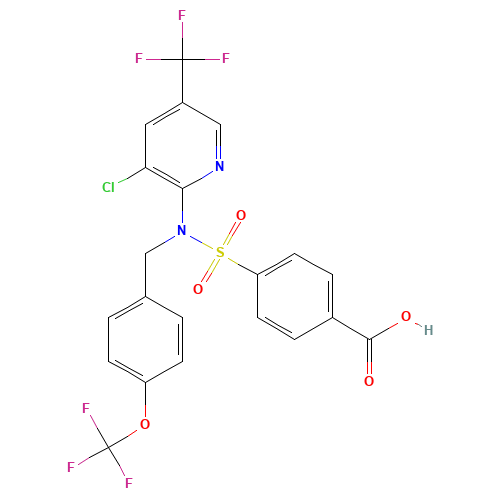 4-[[3-chloro-5-(trifluoromethyl)pyridin-2-yl]-[[4-(trifluoromethoxy)phenyl]methyl]sulfamoyl]benzoic acid (CAS: 1254205-52-1) - Related Chemical Product