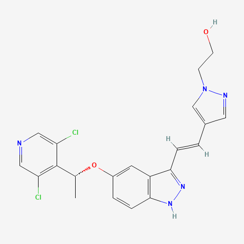 2-[4-[(E)-2-[5-[(1R)-1-(3,5-dichloropyridin-4-yl)ethoxy]-1H-indazol-3-yl]ethenyl]pyrazol-1-yl]ethanol (CAS: 1254473-64-7) - Related Chemical Product