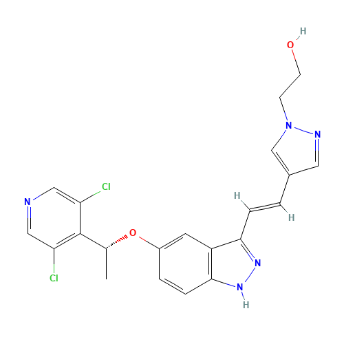 2-[4-[(E)-2-[5-[(1R)-1-(3,5-dichloropyridin-4-yl)ethoxy]-1H-indazol-3-yl]ethenyl]pyrazol-1-yl]ethanol (CAS: 1254473-64-7) - Related Chemical Product