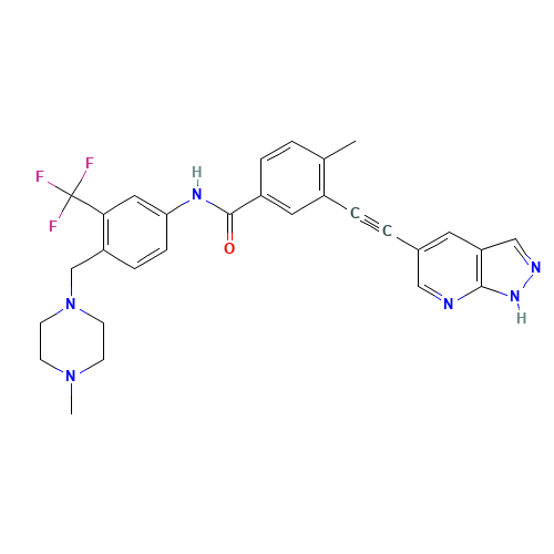 4-methyl-N-[4-[(4-methylpiperazin-1-yl)methyl]-3-(trifluoromethyl)phenyl]-3-[2-(1H-pyrazolo[3,4-b]pyridin-5-yl)ethynyl]benzamide (CAS: 1257628-77-5) - Related Chemical Product