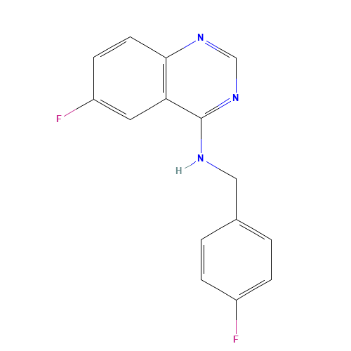 6-fluoro-N-[(4-fluorophenyl)methyl]quinazolin-4-amine (CAS: 1262888-28-7) - Chemical Structure and Molecular Formula 