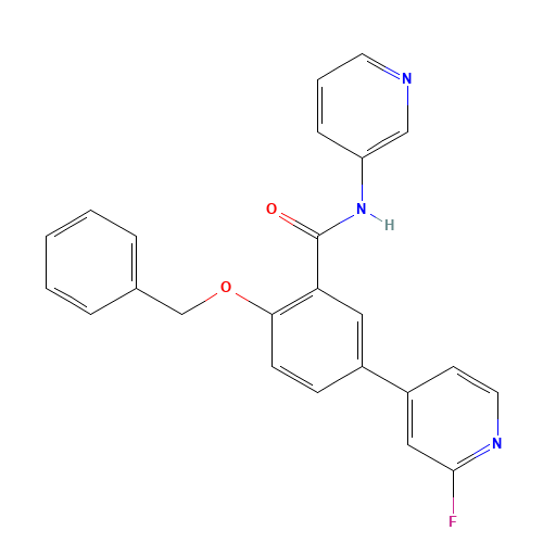 5-(2-fluoropyridin-4-yl)-2-phenylmethoxy-N-pyridin-3-ylbenzamide (CAS: 1285515-21-0) - Chemical Structure and Molecular Formula 