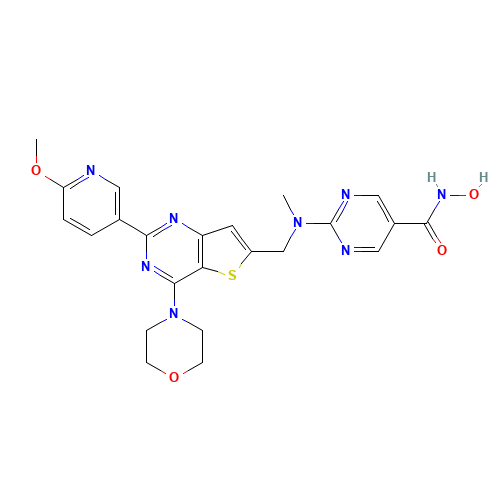 N-hydroxy-2-[[2-(6-methoxypyridin-3-yl)-4-morpholin-4-ylthieno[3,2-d]pyrimidin-6-yl]methyl-methylamino]pyrimidine-5-carboxamide (CAS: 1339928-25-4) - Related Chemical Product