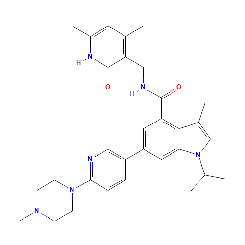 N-[(4,6-dimethyl-2-oxo-1H-pyridin-3-yl)methyl]-3-methyl-6-[6-(4-methylpiperazin-1-yl)pyridin-3-yl]-1-propan-2-ylindole-4-carboxamide (CAS: 1346572-63-1) - Related Chemical Product