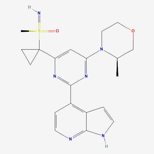 imino-methyl-[(1R)-2-[6-[(3R)-3-methylmorpholin-4-yl]-2-(1H-pyrrolo[2,3-b]pyridin-4-yl)pyrimidin-4-yl]cyclopropyl]-oxo-$l^{6}-sulfane (CAS: 1352226-88-0) - Related Chemical Product