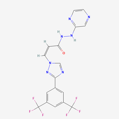 (Z)-3-[3-[3,5-bis(trifluoromethyl)phenyl]-1,2,4-triazol-1-yl]-N'-pyrazin-2-ylprop-2-enehydrazide (CAS: 1393477-72-9) - Related Chemical Product
