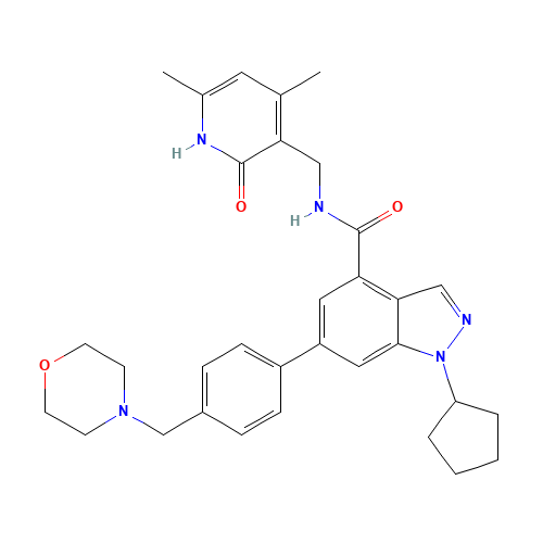 1-cyclopentyl-N-[(4,6-dimethyl-2-oxo-1H-pyridin-3-yl)methyl]-6-[4-(morpholin-4-ylmethyl)phenyl]indazole-4-carboxamide (CAS: 1396772-26-1) - Related Chemical Product