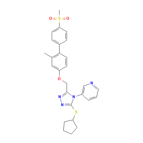 3-[3-cyclopentylsulfanyl-5-[[3-methyl-4-(4-methylsulfonylphenyl)phenoxy]methyl]-1,2,4-triazol-4-yl]pyridine (CAS: 1418013-75-8) - Related Chemical Product