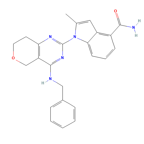 1-[4-(benzylamino)-7,8-dihydro-5H-pyrano[4,3-d]pyrimidin-2-yl]-2-methylindole-4-carboxamide (CAS: 1542705-92-9) - Related Chemical Product