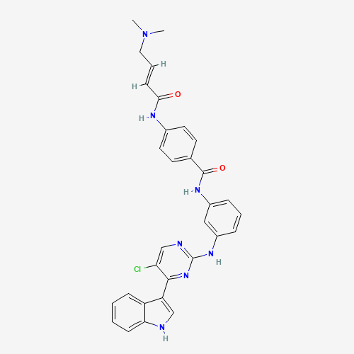 N-[3-[[5-chloro-4-(1H-indol-3-yl)pyrimidin-2-yl]amino]phenyl]-4-[[(E)-4-(dimethylamino)but-2-enoyl]amino]benzamide (CAS: 1604810-83-4) - Chemical Structure and Molecular Formula 