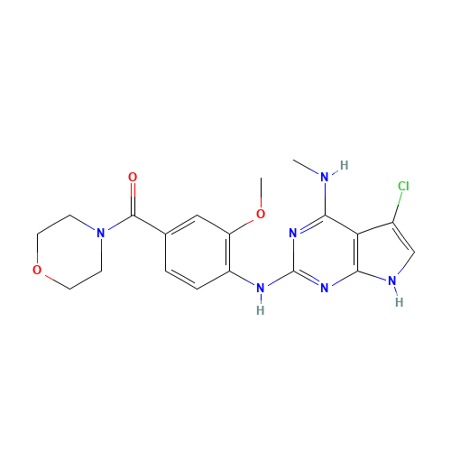 [4-[[5-chloro-4-(methylamino)-7H-pyrrolo[2,3-d]pyrimidin-2-yl]amino]-3-methoxyphenyl]-morpholin-4-ylmethanone (CAS: 1700693-08-8) - Related Chemical Product