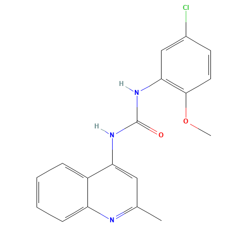 1-(5-chloro-2-methoxyphenyl)-3-(2-methylquinolin-4-yl)urea (CAS: 196868-63-0) - Chemical Structure and Molecular Formula 