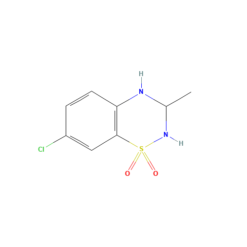 7-chloro-3-methyl-3,4-dihydro-2H-1$l^{6},2,4-benzothiadiazine 1,1-dioxide (CAS: 22503-72-6) - Chemical Structure and Molecular Formula 