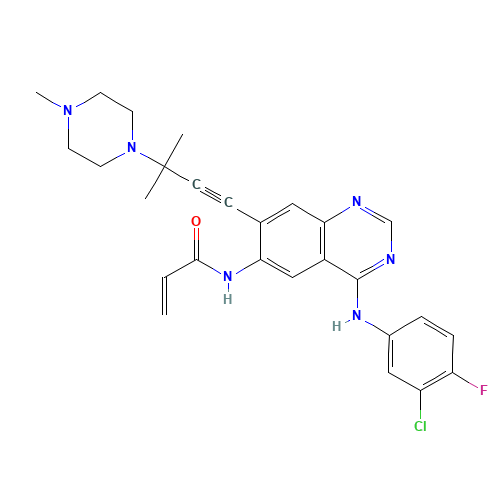 N-[4-(3-chloro-4-fluoroanilino)-7-[3-methyl-3-(4-methylpiperazin-1-yl)but-1-ynyl]quinazolin-6-yl]prop-2-enamide (CAS: 451492-95-8) - Related Chemical Product