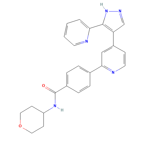 N-(oxan-4-yl)-4-[4-(5-pyridin-2-yl-1H-pyrazol-4-yl)pyridin-2-yl]benzamide (CAS: 452342-67-5) - Related Chemical Product