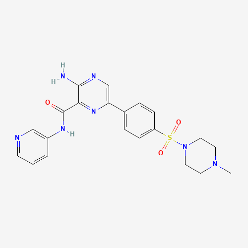 3-amino-6-[4-(4-methylpiperazin-1-yl)sulfonylphenyl]-N-pyridin-3-ylpyrazine-2-carboxamide (CAS: 486424-20-8) - Related Chemical Product