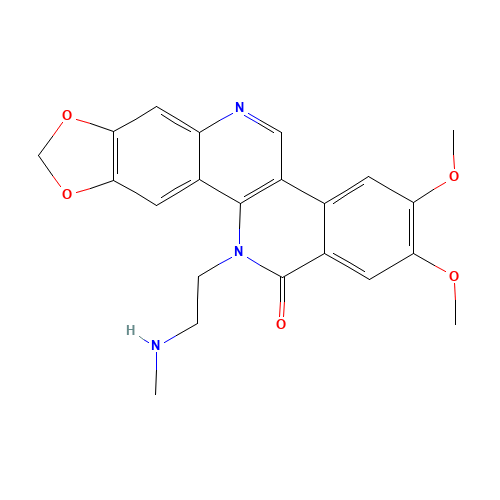 Benzo(C)(1,3)benzodioxolo(5,6-H)(1,6)naphthyridin-13(12H)-one, 2,3-dimethoxy-12-(2-(methylamino)ethyl)- (CAS: 529488-28-6) - Related Chemical Product