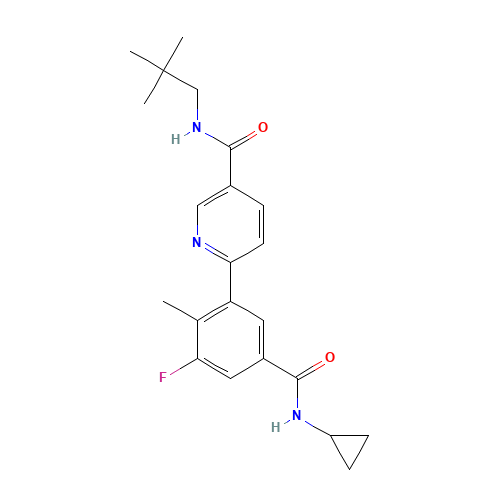6-[5-(cyclopropylcarbamoyl)-3-fluoro-2-methylphenyl]-N-(2,2-dimethylpropyl)pyridine-3-carboxamide (CAS: 585543-15-3) - Chemical Structure and Molecular Formula 