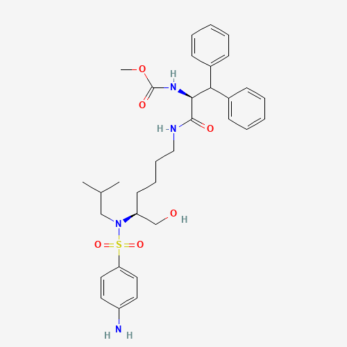 methyl N-[(2S)-1-[[(5S)-5-[(4-aminophenyl)sulfonyl-(2-methylpropyl)amino]-6-hydroxyhexyl]amino]-1-oxo-3,3-diphenylpropan-2-yl]carbamate (CAS: 612547-11-2) - Chemical Structure and Molecular Formula 
