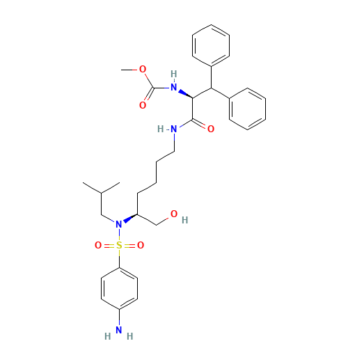 methyl N-[(2S)-1-[[(5S)-5-[(4-aminophenyl)sulfonyl-(2-methylpropyl)amino]-6-hydroxyhexyl]amino]-1-oxo-3,3-diphenylpropan-2-yl]carbamate (CAS: 612547-11-2) - Related Chemical Product