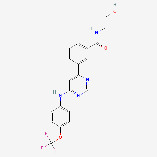 N-(2-hydroxyethyl)-3-[6-[4-(trifluoromethoxy)anilino]pyrimidin-4-yl]benzamide (CAS: 778277-15-9) - Related Chemical Product