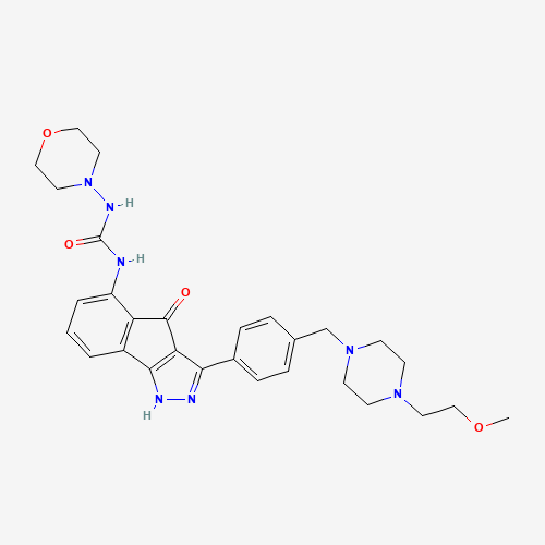 1-[3-[4-[[4-(2-methoxyethyl)piperazin-1-yl]methyl]phenyl]-4-oxo-1H-indeno[1,2-c]pyrazol-5-yl]-3-morpholin-4-ylurea (CAS: 784210-88-4) - Related Chemical Product