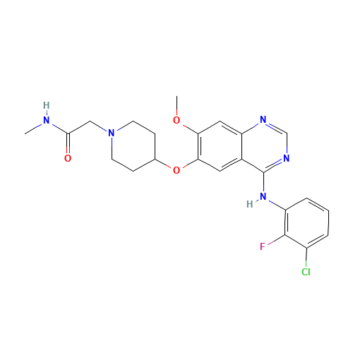 2-[4-[4-(3-chloro-2-fluoroanilino)-7-methoxyquinazolin-6-yl]oxypiperidin-1-yl]-N-methylacetamide (CAS: 848942-61-0) - Related Chemical Product