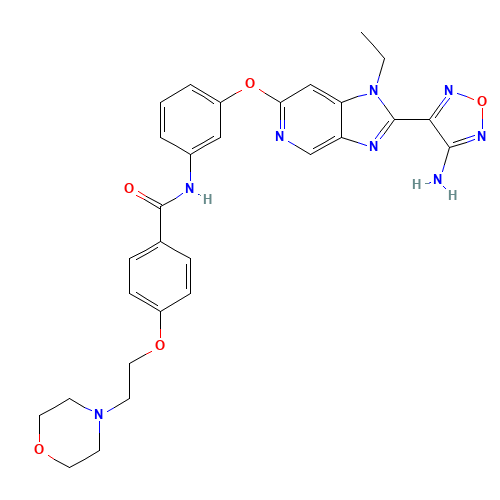 N-[3-[2-(4-amino-1,2,5-oxadiazol-3-yl)-1-ethylimidazo[4,5-c]pyridin-6-yl]oxyphenyl]-4-(2-morpholin-4-ylethoxy)benzamide (CAS: 850664-21-0) - Related Chemical Product
