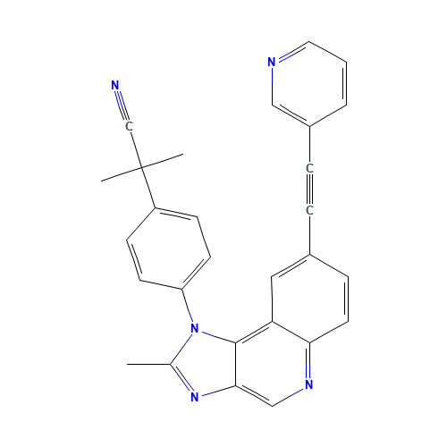 2-methyl-2-[4-[2-methyl-8-(2-pyridin-3-ylethynyl)imidazo[4,5-c]quinolin-1-yl]phenyl]propanenitrile (CAS: 853910-02-8) - Related Chemical Product
