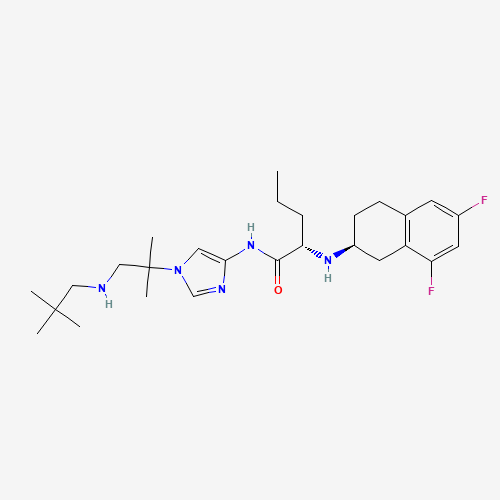 (2S)-2-[[(2S)-6,8-difluoro-1,2,3,4-tetrahydronaphthalen-2-yl]amino]-N-[1-[1-(2,2-dimethylpropylamino)-2-methylpropan-2-yl]imidazol-4-yl]pentanamide (CAS: 865773-15-5) - Related Chemical Product