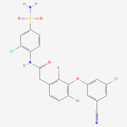 2-[4-bromo-3-(3-chloro-5-cyanophenoxy)-2-fluorophenyl]-N-(2-chloro-4-sulfamoylphenyl)acetamide (CAS: 867365-76-2) - Chemical Structure and Molecular Formula 