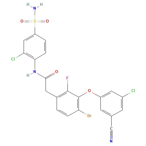 2-[4-bromo-3-(3-chloro-5-cyanophenoxy)-2-fluorophenyl]-N-(2-chloro-4-sulfamoylphenyl)acetamide (CAS: 867365-76-2) - Related Chemical Product