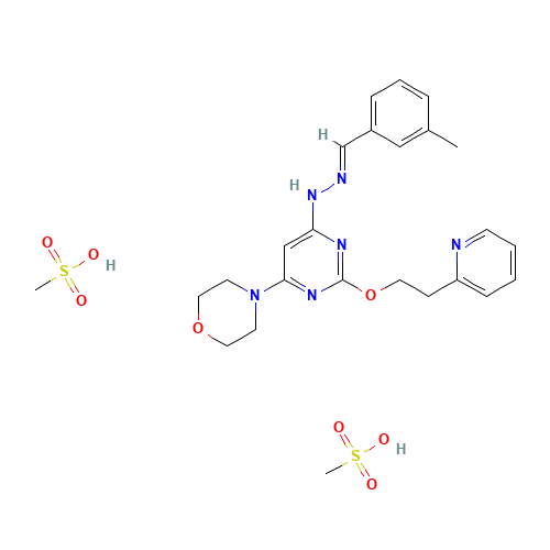 methanesulfonic acid;N-[(E)-(3-methylphenyl)methylideneamino]-6-morpholin-4-yl-2-(2-pyridin-2-ylethoxy)pyrimidin-4-amine (CAS: 870087-36-8) - Related Chemical Product