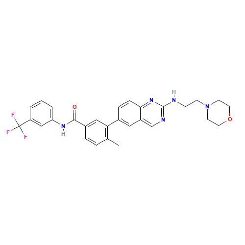 4-methyl-3-[2-(2-morpholin-4-ylethylamino)quinazolin-6-yl]-N-[3-(trifluoromethyl)phenyl]benzamide (CAS: 882663-88-9) - Related Chemical Product