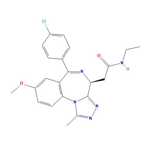 2-[(4S)-6-(4-chlorophenyl)-8-methoxy-1-methyl-4H-[1,2,4]triazolo[4,3-a][1,4]benzodiazepin-4-yl]-N-ethylacetamide (CAS: 1260907-17-2) - Chemical Structure and Molecular Formula 