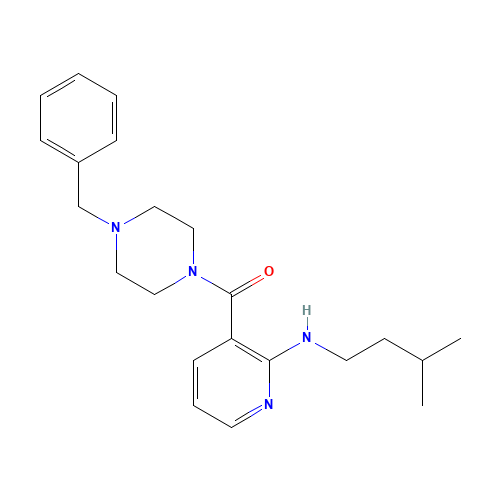 (4-benzylpiperazin-1-yl)-[2-(3-methylbutylamino)pyridin-3-yl]methanone (CAS: 1270138-40-3) - Chemical Structure and Molecular Formula 
