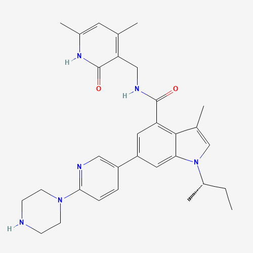 1-[(2S)-butan-2-yl]-N-[(4,6-dimethyl-2-oxo-1H-pyridin-3-yl)methyl]-3-methyl-6-(6-piperazin-1-ylpyridin-3-yl)indole-4-carboxamide (CAS: 1346574-57-9) - Related Chemical Product