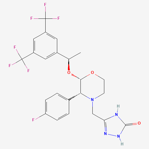 5-[[(2S,3R)-2-[(1R)-1-[3,5-bis(trifluoromethyl)phenyl]ethoxy]-3-(4-fluorophenyl)morpholin-4-yl]methyl]-1,2-dihydro-1,2,4-triazol-3-one (CAS: 221350-96-5) - Chemical Structure and Molecular Formula 