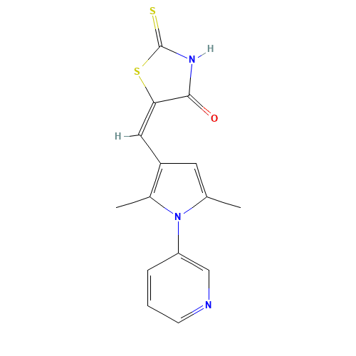 (5E)-5-[(2,5-dimethyl-1-pyridin-3-ylpyrrol-3-yl)methylidene]-2-sulfanylidene-1,3-thiazolidin-4-one (CAS: 348575-88-2) - Related Chemical Product