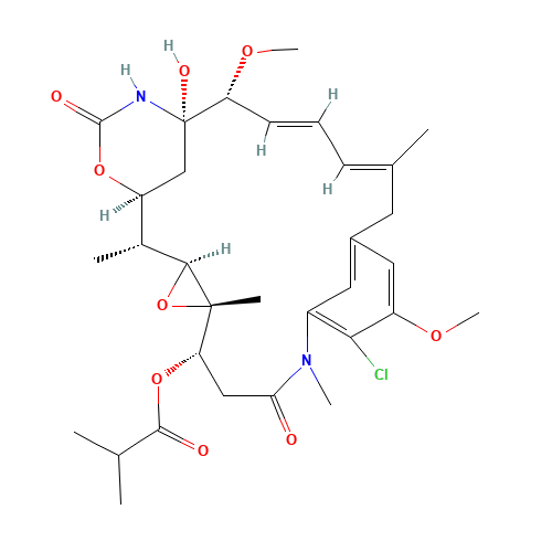 11-chloro-21-hydroxy-12,20-dimethoxy-2,5,9,16-tetramethyl-8,23-dioxo-4,24-dioxa-9,22-diazatetracyclo[19.3.1.1~10,14~.0~3,5~]hexacosa-10(26),11,13,16,18-pentaen-6-yl 2-methylpropanoate (CAS: 66584-72-3) - Related Chemical Product