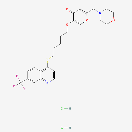 2-(morpholin-4-ylmethyl)-5-[5-[7-(trifluoromethyl)quinolin-4-yl]sulfanylpentoxy]pyran-4-one;dihydrochloride (CAS: 754240-09-0) - Related Chemical Product