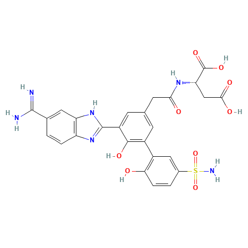 2-[[2-[(3E)-3-(5-carbamimidoyl-1,3-dihydrobenzimidazol-2-ylidene)-5-(2-hydroxy-5-sulfamoylphenyl)-4-oxocyclohexa-1,5-dien-1-yl]acetyl]amino]butanedioic acid (CAS: 871266-63-6) - Related Chemical Product