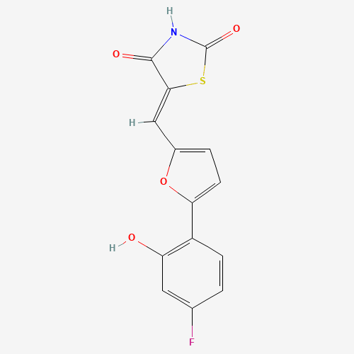 (5E)-5-[[5-(4-fluoro-2-hydroxyphenyl)furan-2-yl]methylidene]-1,3-thiazolidine-2,4-dione (CAS: 900515-16-4) - Related Chemical Product
